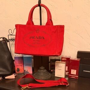Prada canapa Canvas two way Tote with strap